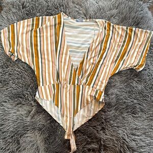 Striped Kimono Sleeve Bodysuit